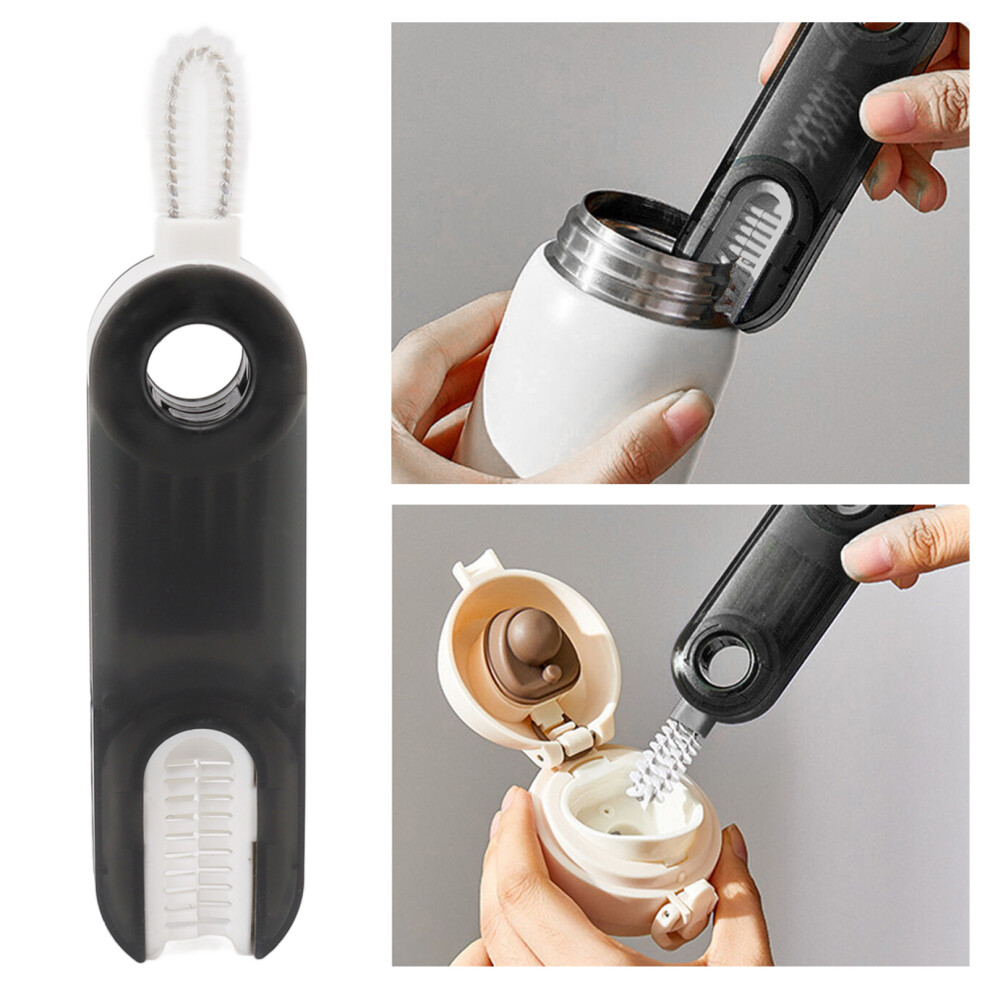 3-in-1 Bottle Lid & Crevice Cleaning Brush, Gray, 304 Stainless Steel