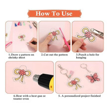161 Shrinky Sheets Key Chain Set, Key Ring with Chain, Jump Ring, Hole Punch for Kids, Translucent