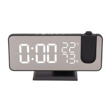 LED Digital Projection Alarm Clock, ABS, Black Body, 200mAh Battery