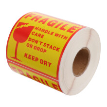 500 PCS Fragile Labels with Strong Adhesive Red and Yellow Handle With Care Stickers for Packages