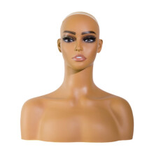 Female Mannequin Head Bust with Shoulders and Ear Hole for Jewelry and Earrings Display