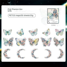 Retro Materiał do Dekoracji Notesu Naklejki DIY Dekoracyjna Naklejka na Etykiety na Notesy, Różowy Magiczny Motyl