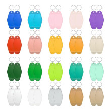 60 Pcs Blank Hotel Keychain,Blank Motel Keychain, Plastic Rhombus Keychain,Colorful Vintage Key Tags Labels for Keychain