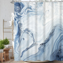 Blue Shower Curtain 72x72 Waterproof Washable Fabric Modern Blue Ombre Design with Hooks