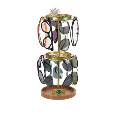 2Tier Rotating Sunglasses Organizer with 360 Swivel, Gold Metal Eyeglasses Storage Rack