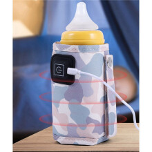 2X Universeller USB-MilchwasserwäRmer Reise-Kinderwagen Isolierte Tasche Tragbarer Baby-FlaschenwäRmer Camouflage Grau-Weiß