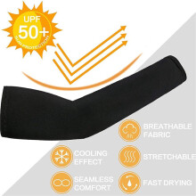 2set UV Protection Neck Gaiter Face Cover Ice Silk Cooling Arm Sleeves Skull Cap Set for Women Men Cycling Hiking Black