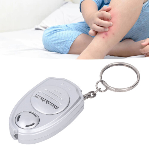 Mini Silver Ultrasonic Mosquito Repeller, Noise-Free, Keyring Version 1