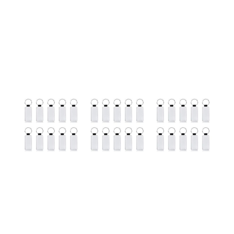 30Pcs Leather Keychain Blank Rectangle Keychain Sublimation Heat Transfer Keychain Kit Jewelry Making 6031710389714