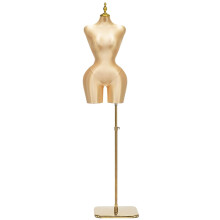 Plus Size Dress Form Mannequin Torso with Stand, Frosted Polyester, Metal Base, Yellow, Small