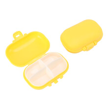 7PCS Portable Medicine Organizer, 4 Compartments, Yellow, 9.5x6.5x3.5cm