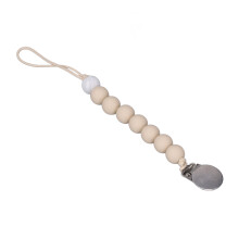 Silicone Baby Pacifier Clip Teething Toy Holder 22cm Beige