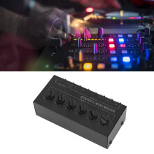 Tragbarer 6-Kanal-Mini-Stereo-Mixer, Metall-Passiv-Audio-Mixer für PC/Laptop