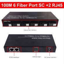 4X 6Port 10/100M Ethernet 6 Fiber Port 25KM 2UTP RJ45 Fiber Optical Transceiver Optical Media Converter US Plug