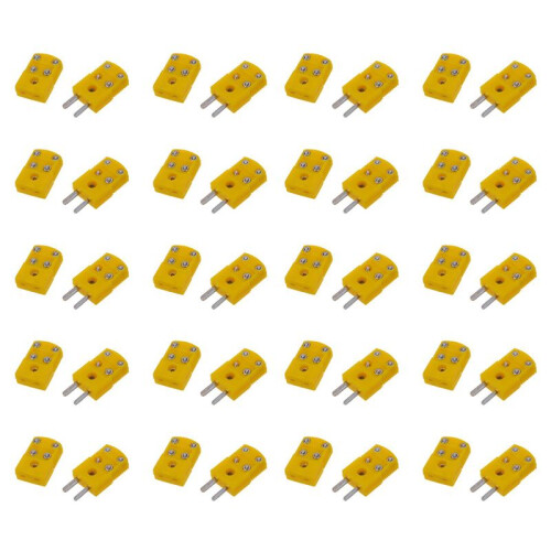 40X Yellow Plastic Shell K Type Thermocouple Plug Socket Connector Set