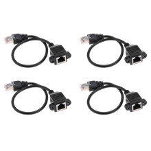 4pcs 1FT RJ45 Male to Female Screw Panel Mount Ethernet LAN Network Extension Cable