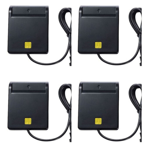 4X USB  Card Reader Atm Bank Tax Declaration Ic Card ID Card  Card Reader(Black)