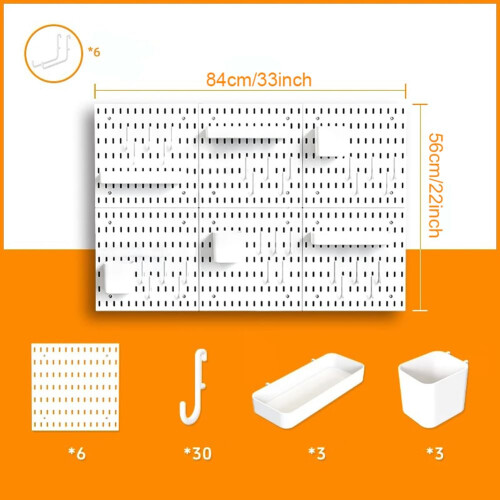 White Pegboard Wall Organizer Kit, SpaceSaving Storage Panel for Home Office, 6 Pack 1