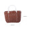 Plastic Woven Storage Basket with Handle, Durable Wicker Look Tote for Groceries and Home Organization 2