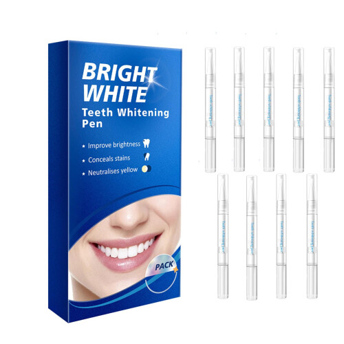 Teeth Whitening Pen with Precision Brush Tip, FastDrying Mint Gel, Low Sensitivity, 9 Pack
