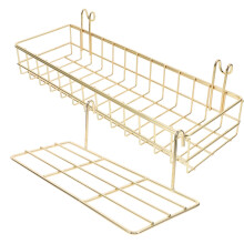 2Pcs Gold Wire Wall Mounted Basket Shelf Grid Wall Organizer for Office Home Flower Pots Display