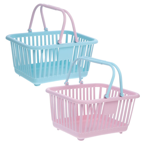 2Pcs Durable Plastic Storage Baskets with Handle for Home and Shopping Organizer