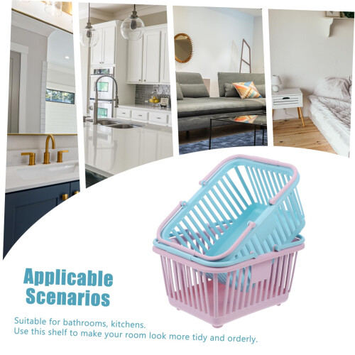2Pcs Durable Plastic Storage Baskets with Handle for Home and Shopping Organizer 2