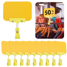 10 Pcs  Tag Holders with 360 Rotating DualEnded Clamp, Yellow Writable Clips for Retail