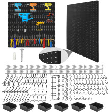 6 Pack Heavy Duty Metal Pegboard Wall Organizer with 196pcs Hooks for Garage, Workbench and Home