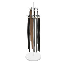 White TwoTier Belt Organizer with 31 Hooks, Steel Vertical Accessory Display Stand
