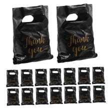 100pcs Elegant Black Thank You Gift Bags with Handles for Small Business Retail Boutique