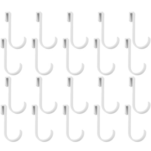 20PCS White Aluminum J Hooks for Wire Racks, Heavy Duty RustResistant Kitchen and Grid Wall Use