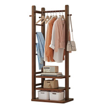 Solid Wood Coat Rack Freestanding Garment Rack with 3Tier Storage Shelves for Home and Retail