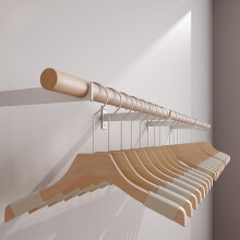 Wall Mounted Clothes Rack Solid Wood 120cm Heavy Duty Space Saving Garment Rail for Closet or Store