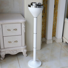 Outdoor Standing Ashtray Stainless Steel with Lid Adjustable Height and Weighted Base White