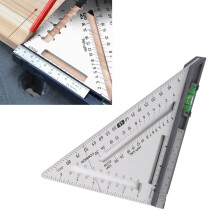 Équerre en aluminium de 7 pouces avec niveau, règle triangulaire détachable pour menuiserie, couleur argent