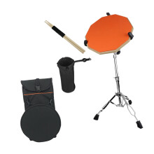 12 Inch Drum Practice Pad Set with Adjustable Snare Stand Holder and Carry Bag, Bright Orange