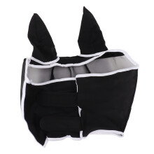 Rundum atmungsamer Fliegenmaske für Pferde mit UV-Schutz, schwarz, Größe L 45x54cm