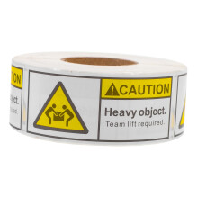 Heavy Duty Warning Labels Roll with Visibility Alert and Team Lift Reminder for Safe