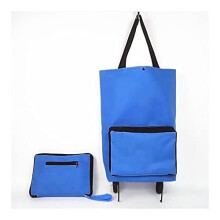 Large Folding Shopping Trolley Bag with Wheels, Reusable Grocery Tote with Secure Zipper Closure