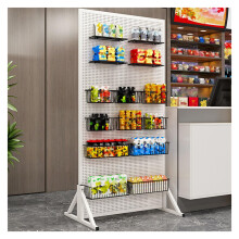 Metal Pegboard Panel Wall Organizer, Heavy Duty Floor Standing Storage Rack with Wheels, White 60x150cm