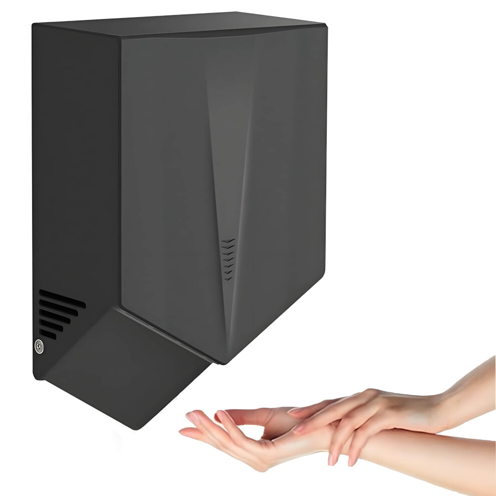 Automatic Hand Dryer 1500W Speed Wall Mounted Commercial Touchless Bathroom Black 9053599612292