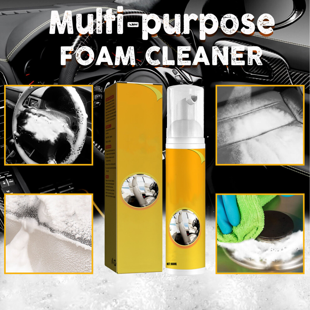 3Pcs Foam Car Cleaner Kit Â 100Ml Deep Cleaning For Seats & Steering Wheel 4091389658858