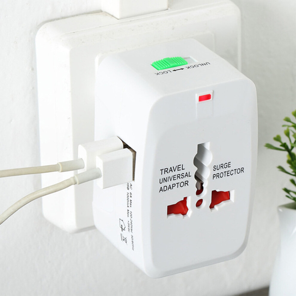 Universal Travel Adapter 1500W 2 Usb Ports 3.9X5x7.3cm White 6951389658884