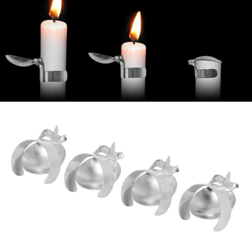 4Pcs Stainless Steel Automatic Candle Extinguisher Wick Flame Snuffer Safe Silver