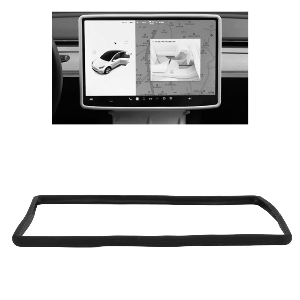 Cadre Protecteur Ã©Cran Navigation En Silicone Pour Tesla Model 3/Y - Noir Black 9331389659543