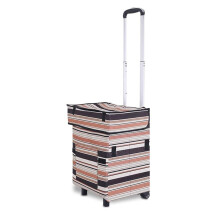 Waterproof Foldable Shopping Trolley Bag with Wheels, 41L Large Capacity Grocery Cart
