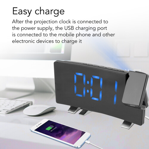 Radio Projection Alarm Clock LED Display, Black, 341g 1