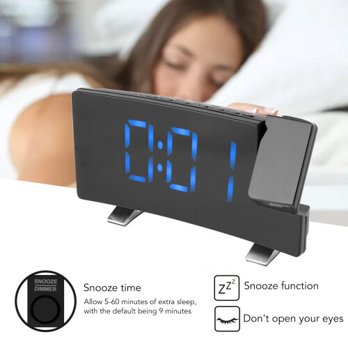 Radio Projection Alarm Clock LED Display, Black, 341g 2