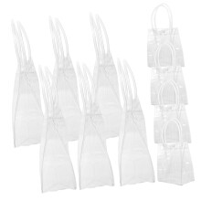 Clear PVC Tote Bags with Handles and Button Closure, Reusable Transparent Gift Bags with Stable Base